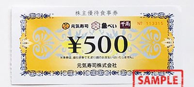 元気寿司株式会社株主優待食事券500円